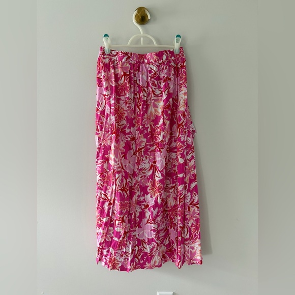 Floral Pink & White Maxi Skirt with Elastic Waist - Picture 6 of 6